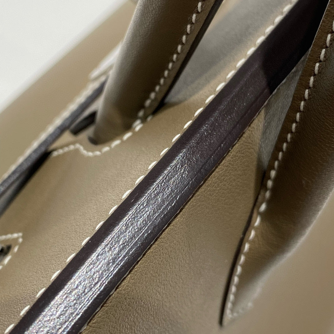 HM SHOULDER BIRKIN 29CM GRAY CALFSKIN SILVER HARDWARE