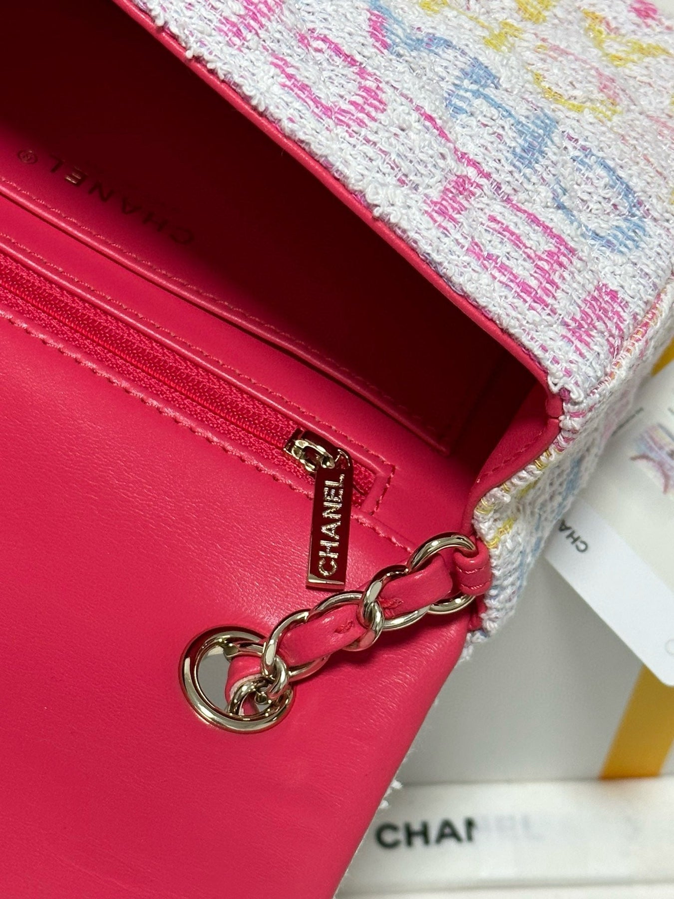 CC 24C CLASSIC DOUBLE FLAP MULTICOLOR TWEED GHW