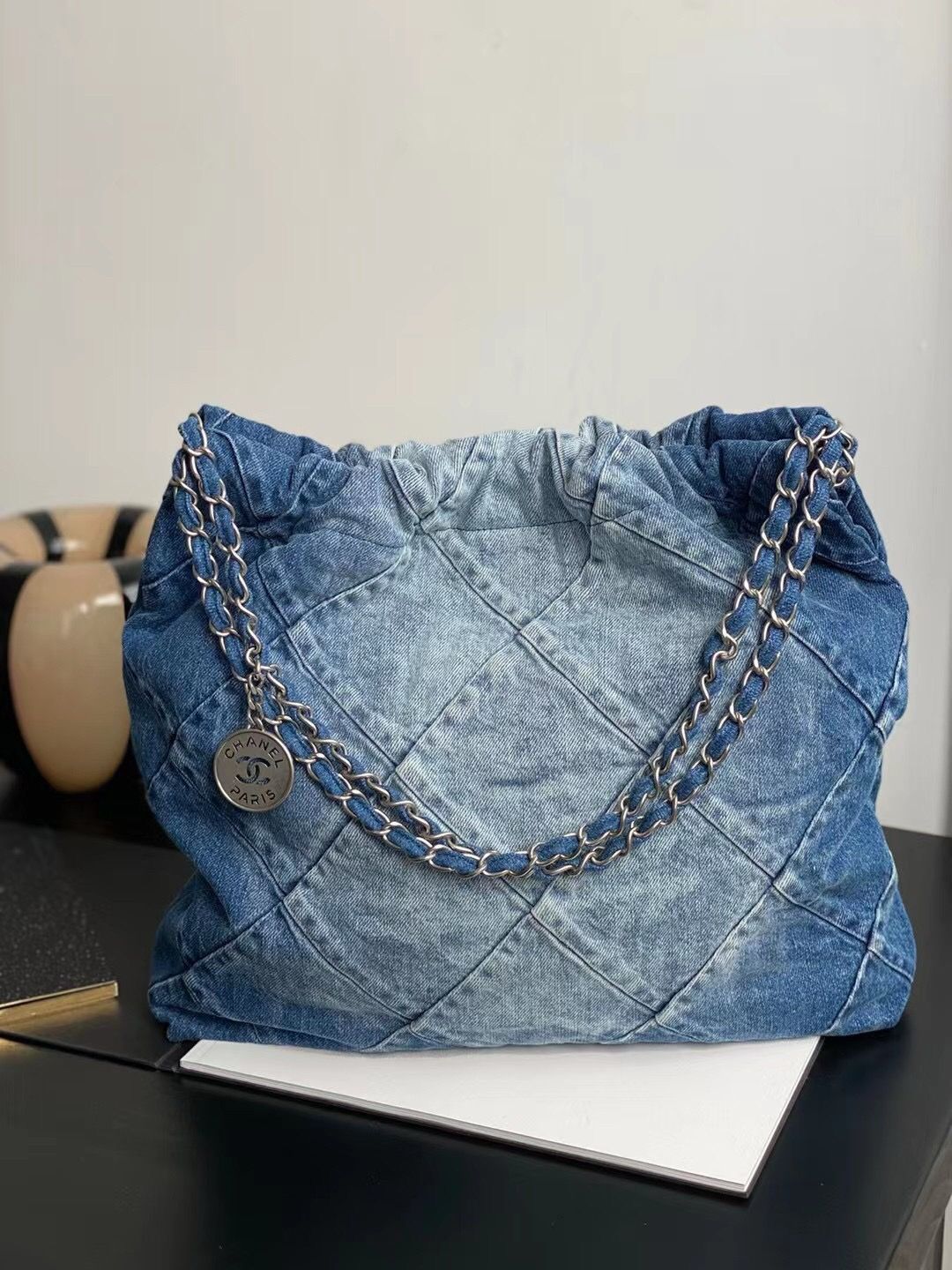 CC hobo 35cm jean Silver Hardware
