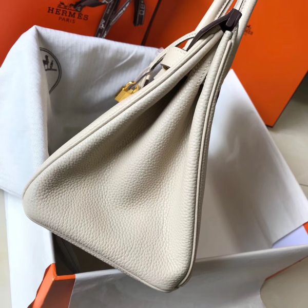 HERM Birkin 35cm Bag In Beton Clemence Leather GHW