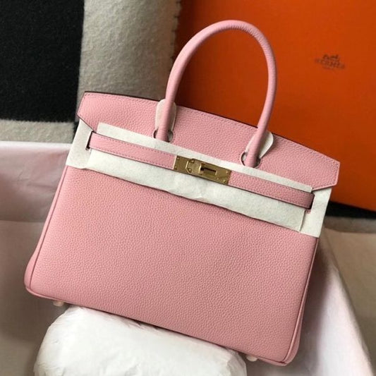 HERM Birkin 35cm Bag In Pink Clemence Leather GHW