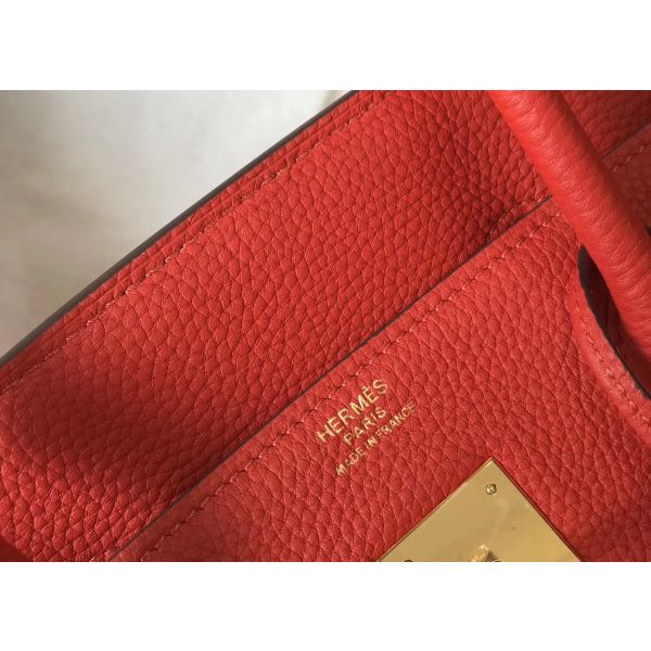 HERM Birkin 35cm Bag In Red Clemence Leather GHW