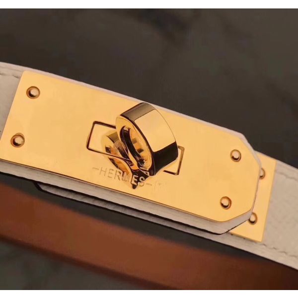 HERM Kelly 18 Belt In White Epsom Leather