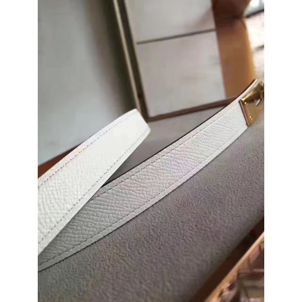 HERM Kelly 18 Belt In White Epsom Leather
