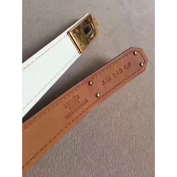 HERM Kelly 18 Belt In White Epsom Leather