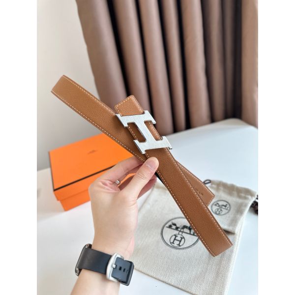 HERM H Speed Reversible Belt 32MM in Gold Epsom Calfskin