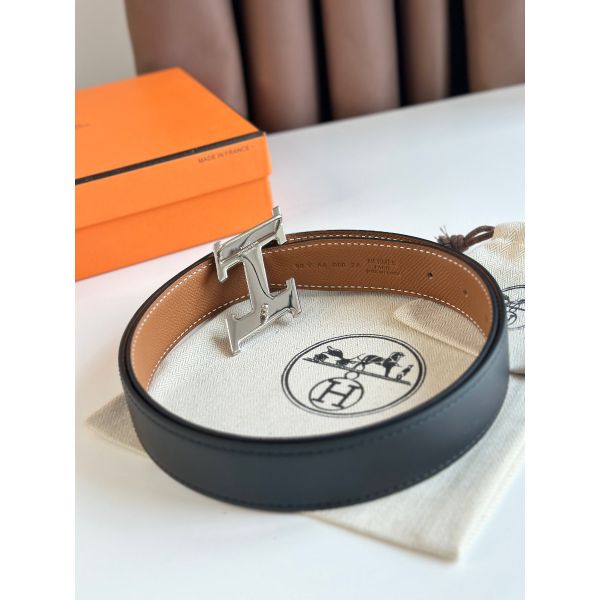 HERM H Speed Reversible Belt 32MM in Gold Epsom Calfskin