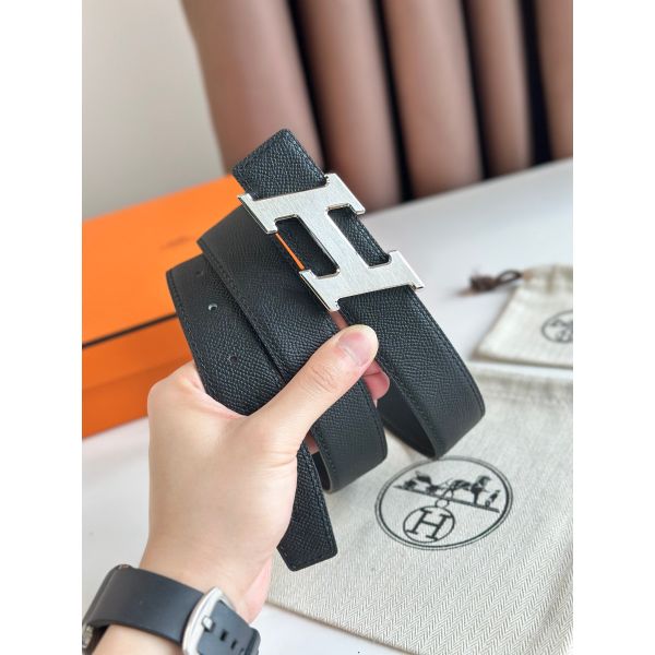 HERM H Speed Reversible Belt 32MM in Black Epsom Calfskin