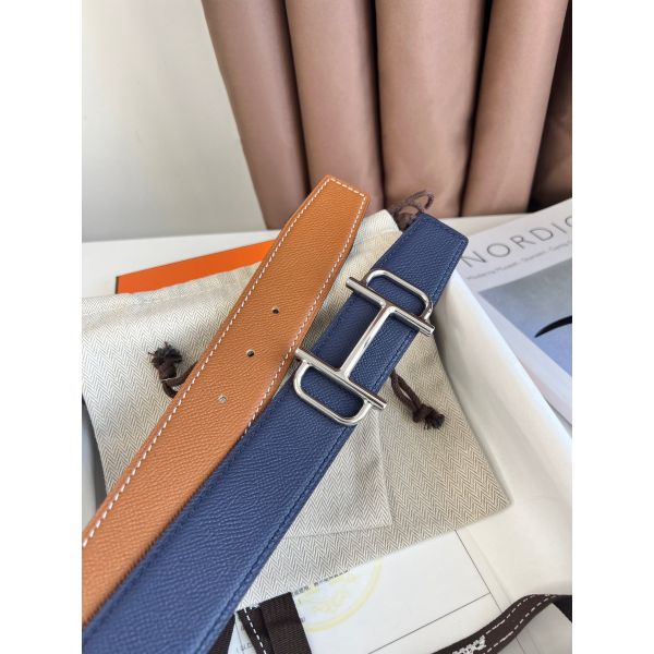 HERM Royal Reversible Belt 38MM in Blue and Gold Epsom Calfskin