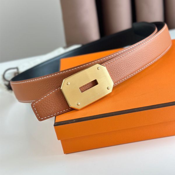 HERM Neo Reversible Belt 32MM in Gold Clemence Leather