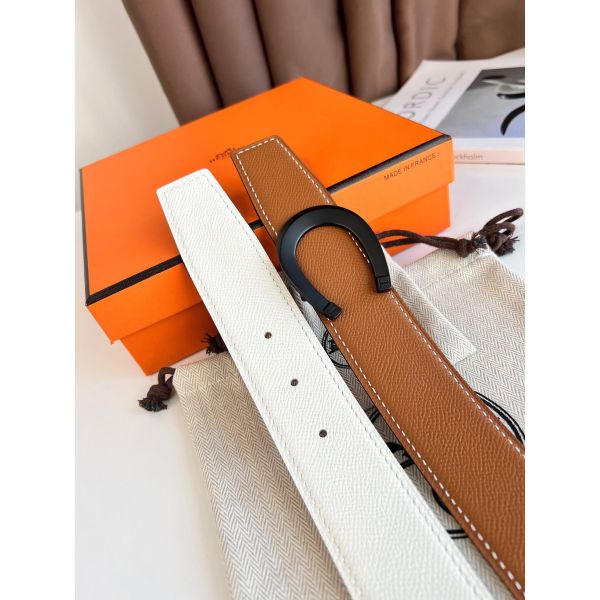 HERM Luck Reversible Belt 38MM in Epsom Leather with Black Buckle
