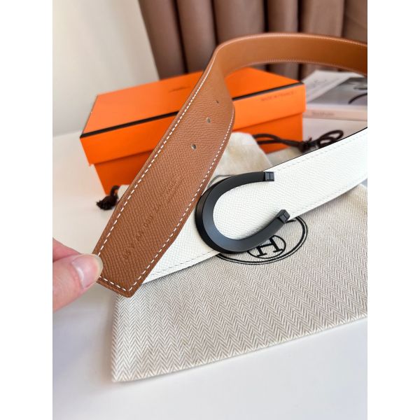 HERM Luck Reversible Belt 38MM in Epsom Leather with Black Buckle
