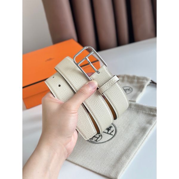 HERM Romain 35MM Belt in Craie Clemence Leather