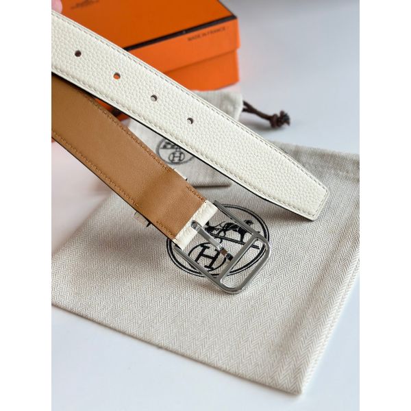 HERM Romain 35MM Belt in Craie Clemence Leather