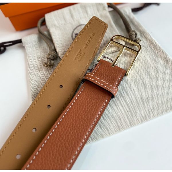 HERM Romain 35MM Belt in Gold Clemence Leather