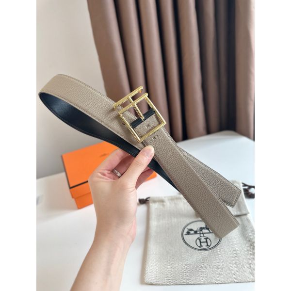 HERM Nathan 40MM Belt in Grey Clemence Leather