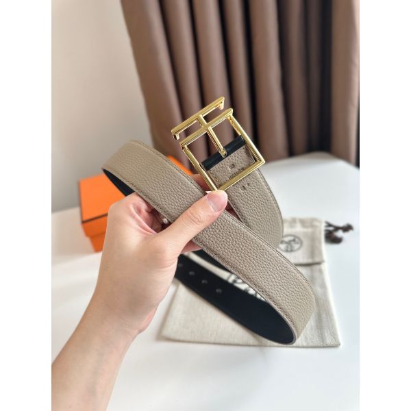 HERM Nathan 40MM Belt in Grey Clemence Leather