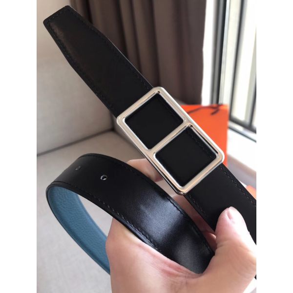 HERM Officier Reversible 38mm Belt In Blue Clemence Leather