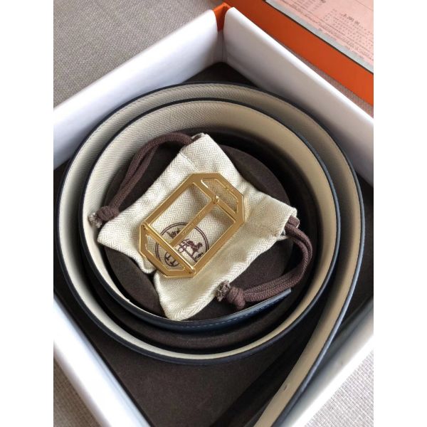 HERM Pad Reversible Belt In Blue/White Epsom Leather