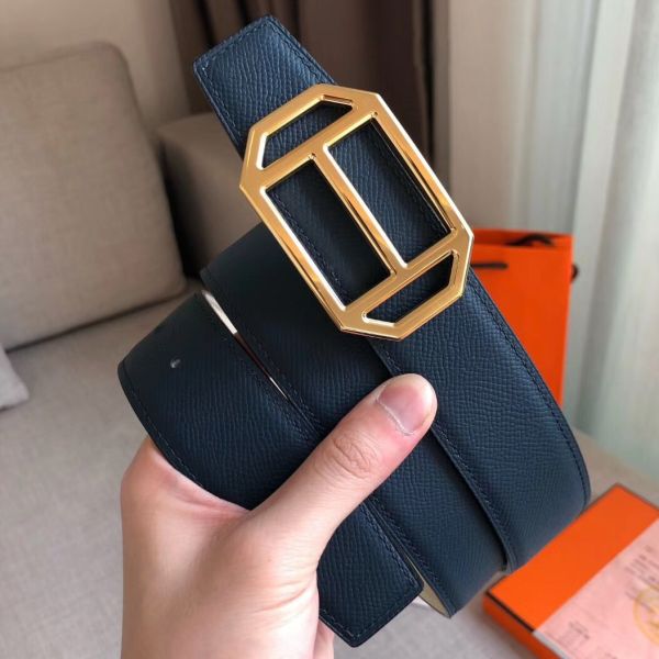 HERM Pad Reversible Belt In Blue/White Epsom Leather