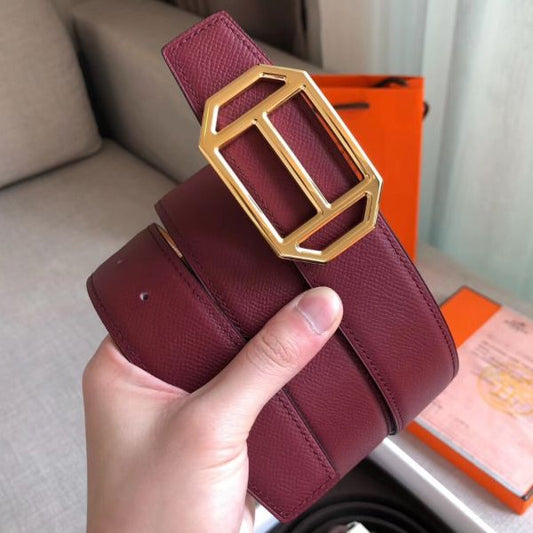 HERM Pad Reversible Belt In Ruby/Brown Epsom Leather