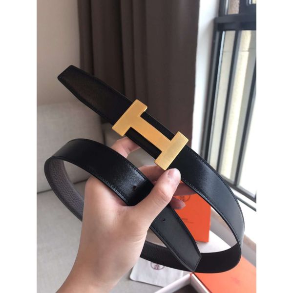 HERM Quizz 32mm Reversible Belt In Cafe Clemence Leather