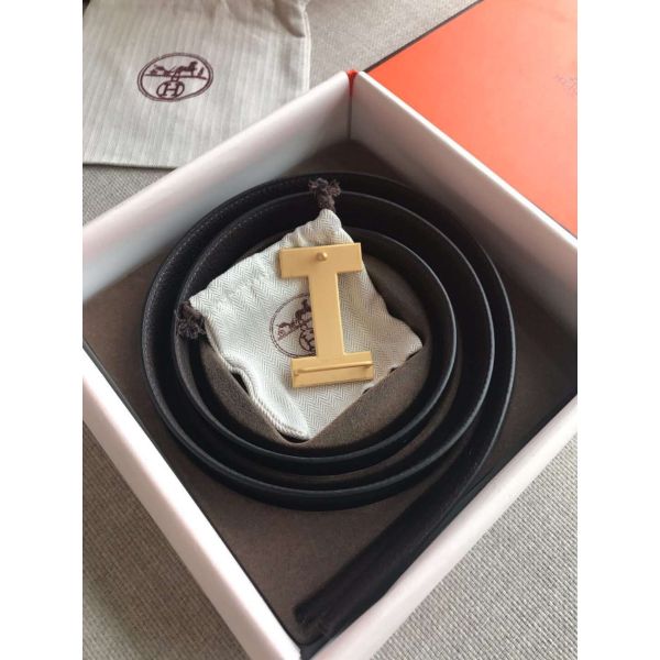 HERM Quizz 32mm Reversible Belt In Cafe Clemence Leather