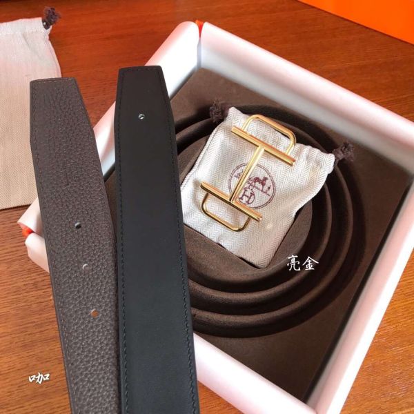 HERM Royal 38MM Reversible Belt In Cafe Clemence Leather