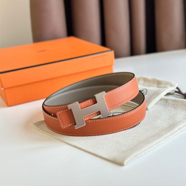 HERM Mini Constance 24mm Belt in Taupe Epsom Leather and Tan Swift Leather