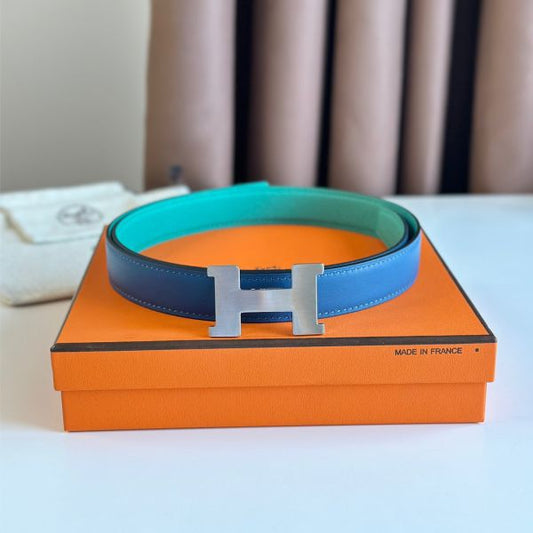 HERM Mini Constance 24mm Belt in Green Epsom Leather and Blue Swift Leather