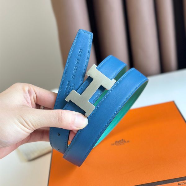 HERM Mini Constance 24mm Belt in Green Epsom Leather and Blue Swift Leather