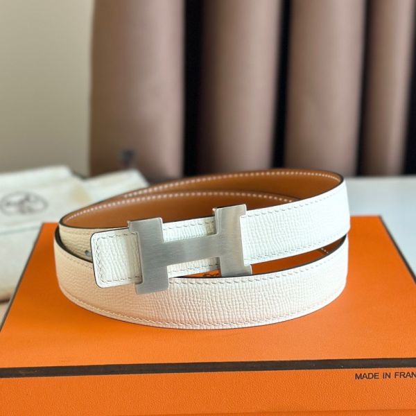 HERM Mini Constance 24mm Belt in White Epsom Leather and Gold Swift Leather