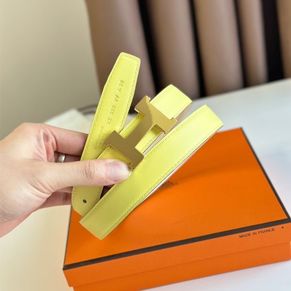 HERM Mini Constance 24mm Belt in White Epsom Leather and Yellow Swift Leather