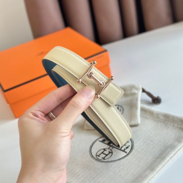 HERM Mors H 24mm Reversible Belt in Blue and White Epsom Leather