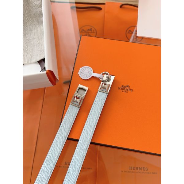 HERM Rivale 18 Belt in Blue Brume Epsom Calfskin