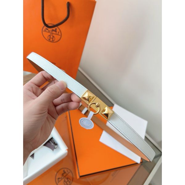 HERM Rivale 18 Belt in White Epsom Calfskin