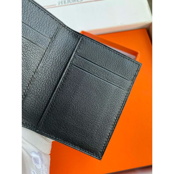 HERM MC¬≤ Euclide Card Holder in Black Matte Alligator Leather