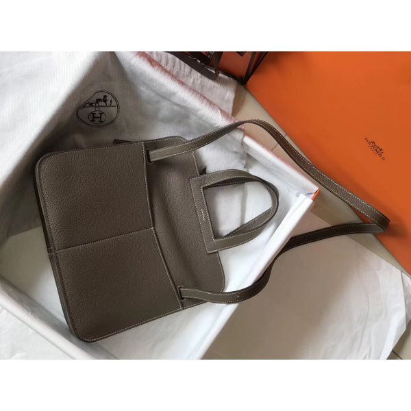 HERM Halzan 31cm Bag In Taupe Clemence Leather
