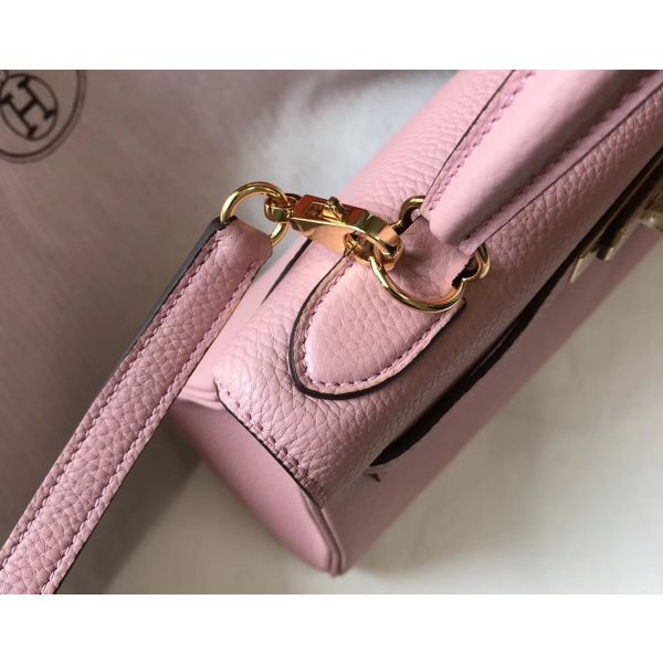 HERM Kelly 28cm Bag In Pink Clemence Leather GHW