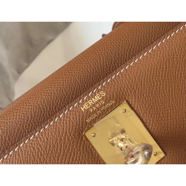 HERM Kelly 28cm Bag In Gold Epsom Leather GHW