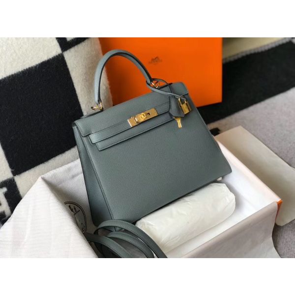 HERM Kelly 28cm Bag In Vert Amande Epsom Leather GHW