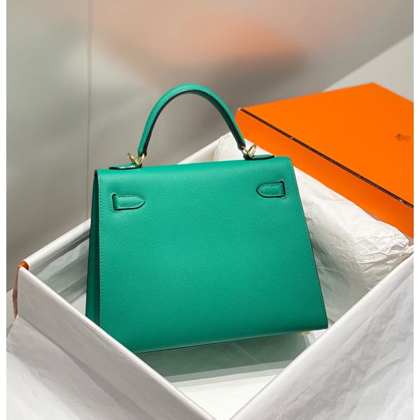 HERM Kelly 28cm Bag In Vert Jade Epsom Leather PHW