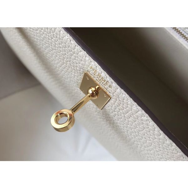 HERM Kelly 32cm Bag In Beton Clemence Leather GHW