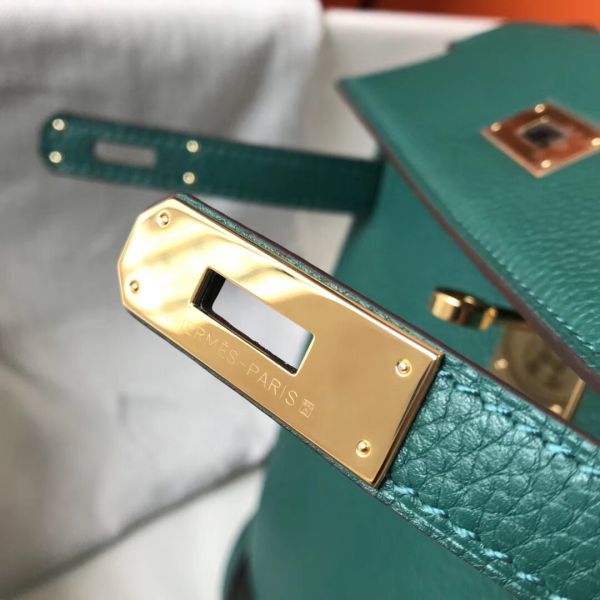HERM Kelly 32cm Bag In Malachite Clemence Leather GHW
