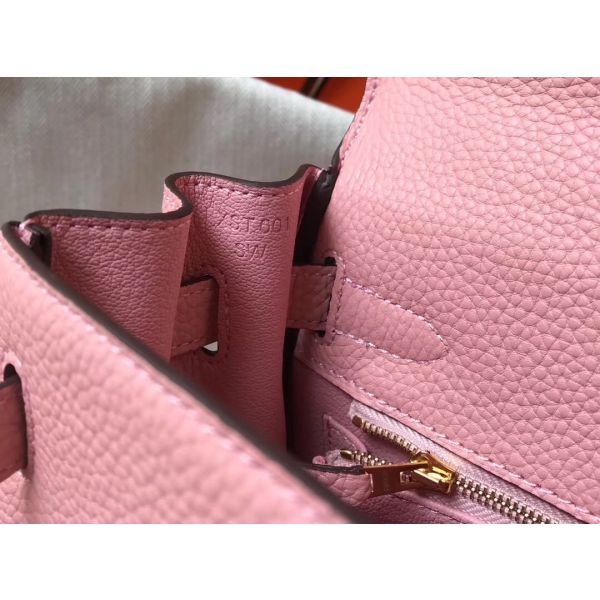 HERM Kelly 32cm Bag In Pink Clemence Leather GHW