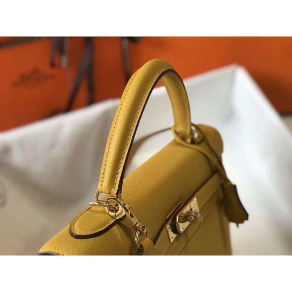 HERM Kelly 32cm Bag In Yellow Epsom Leather GHW