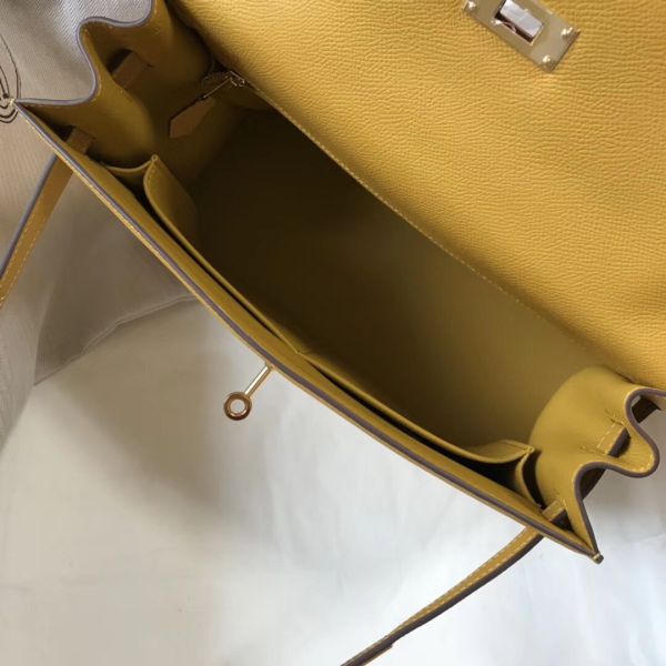 HERM Kelly 32cm Bag In Yellow Epsom Leather GHW