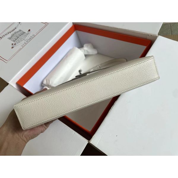 HERM Kelly Elan Handmade Bag In Craie Chevre Mysore Leather