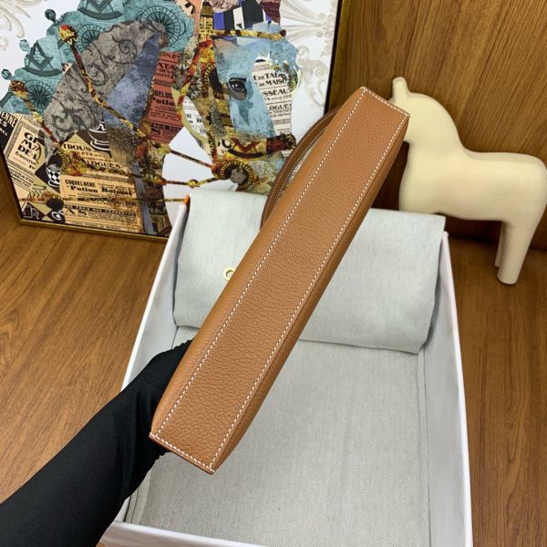 HERM Kelly Elan Handmade Bag In Gold Chevre Mysore Leather