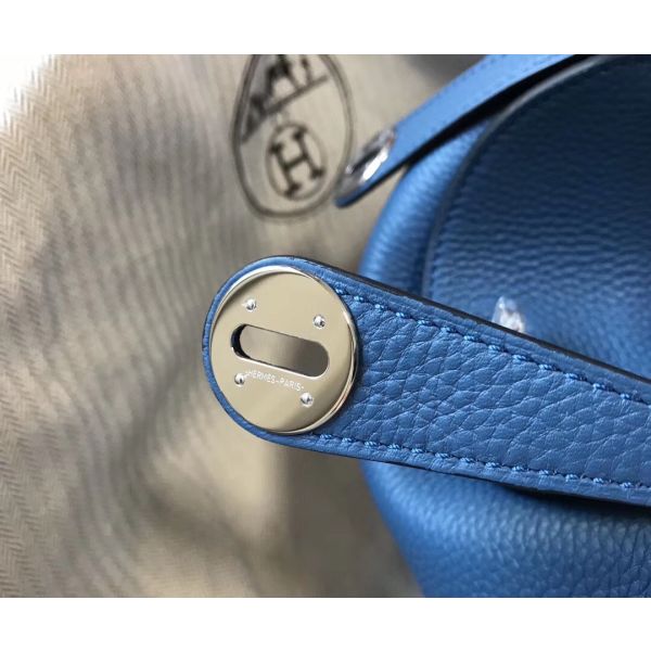 HERM Lindy 26cm Bag In Blue Agate Clemence Leather PHW